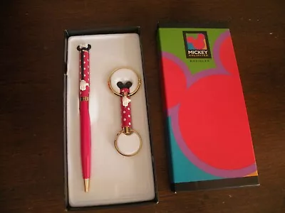 DISNEY COLIBRI KREISLER MICKEY MINNIE MOUSE Pink Polka Dot PEN W KEY RING NEW H1 • $69.99