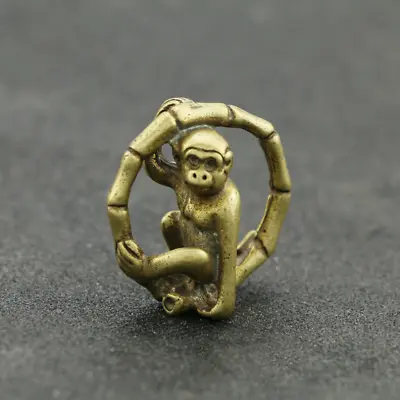 1 PC Solid Brass Monkey Figurine Small Monkey Statue 35*35mm  Animal Figurines • $10.70