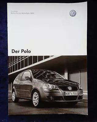 VW Polo 9N Price List Edition From 10.2007 Model Year 2008 • $6.40