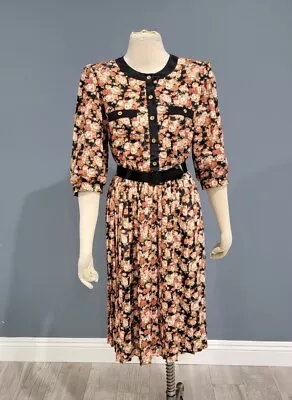 Vintage BRELI II Secretary Cottage Floral Full Pleated Skirt Bottom Dress 6 • $15.99