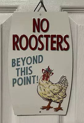 Funny Chicken Sign Rooster Humor Metal Sign Red Shed Gifts Open Road Brands • $15