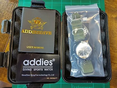 Addiesdive Mens Dive Style Quartz Watch Silver Military 44mm Luminous Bracelet • $29.99