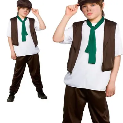 Victorian Boy School Book Day Kids Fancy Dress Costume Boys Oliver Twist • £11.99