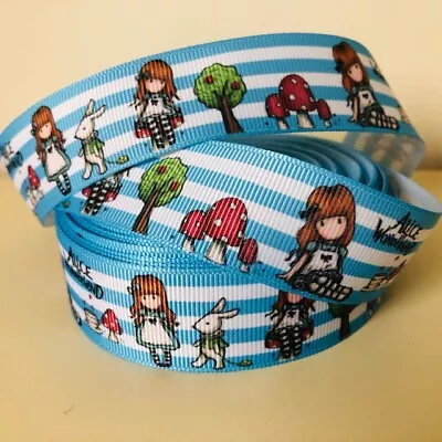 £2.65 • Buy ALICE IN WONDERLAND Printed Cake Bow Craft Girls Kids Cartoon Grosgrain Ribbon 