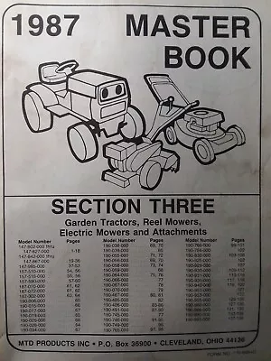 $203.76 • Buy MTD 1987 Lawn Garden Tractor, Implements & Electric Mower Master Parts Manual