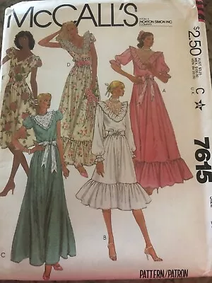 🌼 1981 McCALL'S #7615 - LADIES TWO LENGTH MISS. COTTAGECORE DRESS PATTERN 10 FF • $13.29