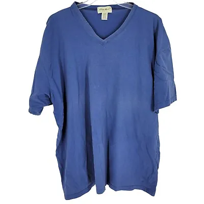 Vintage Eddie Bauer Men's Blue V Neck T-Shirt Cotton 3XLT Tall • $6.78
