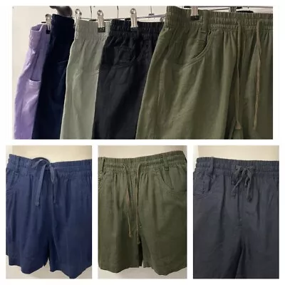 MARKS & SPENCER COLLECTION Linen Shorts With Tie Waist 6 Colours Sizes 6-24 (2) • £10.99