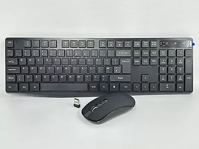 Cordless Wireless Keyboard & Mouse Set USB 2.4G PC & Laptop UK Layout Full Size • £12.99