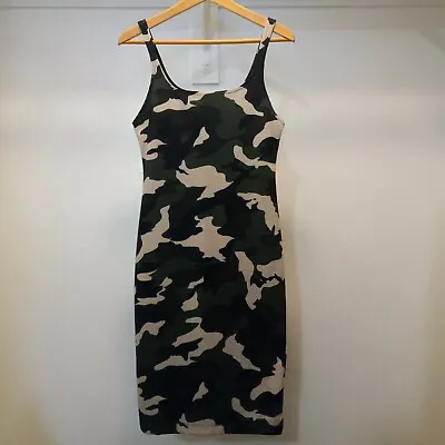 Zara Trafaluc Bodycon Sleeveless Camouflage Dress Size Large Length: 35.5 In • $14.99