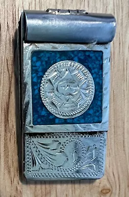 Vintage Mexico Alpaca Turquoise Chip Money Clip • $5