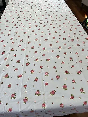 Lot Of TWO Vintage Cotton Percale Flat Sheets Pink Floral Bed Use Or Crafts • $18