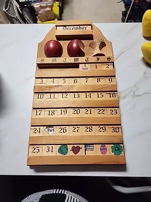 Vintage Handmade Wooden Perpetual Calendar -Months Dates Complete • $20