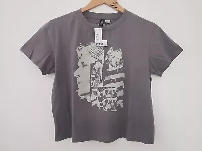 BNWT H&M Divided Nirvana Kurt Cobain Print Grey T-Shirt Size Medium * NEW Grunge • £27.50