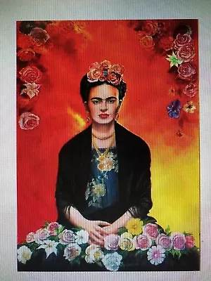 Frida Kahlo 24x36 Poster Artist Woman Female Mexico Red Self Portrait Eyebrows!! • $13.99