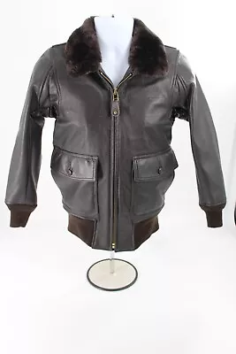 VTG U.S. Wings Type G-1 Goatskin Mouton US Navy Leather Bomber Jacket Mens 34 XS • $250