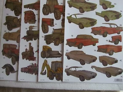 £5.60 • Buy 4 Sheets Foiled Diecut Decoupage Cars/ Trains/ Farm Makes 12 See Photos Pack 11