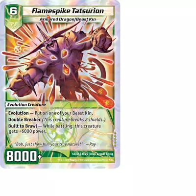 Kaijudo X1 FLAMESPIKE TATSURION Super Rare S5/S5 4EVO Foil EVO FURY Duel Masters • $6