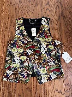 NWT Vintage Nicole Miller Silk Vest Wine Vino Large $112 • $49.99