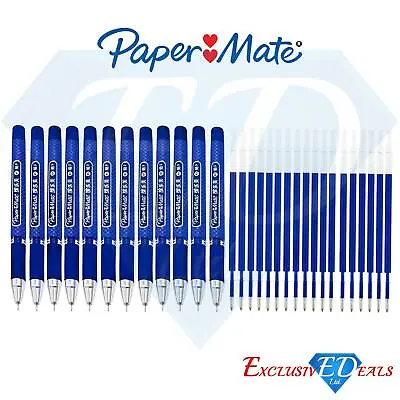 £11.95 • Buy 12 X Paper Mate Inkjoy Gel Pens 0.5 Blue & 18 FREE 0.5mm Needlepoint Ink Refills