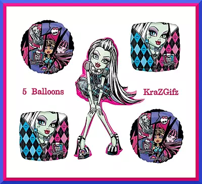 Monster High Balloons ~ Party Supply ~ Foil Balloons (5 Balloons ~ All Packaged) • $12.99