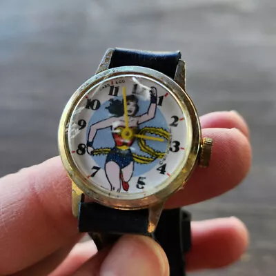 Super Cute Vintage 1977; SWISS-MADE DABS & CO.; Wonder Woman Watch DC Comics • $95.95