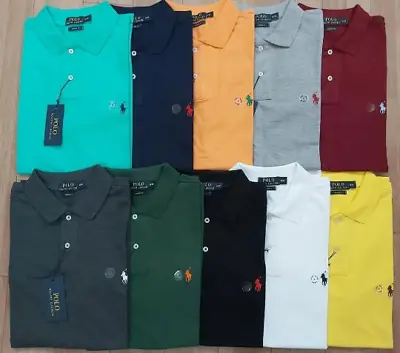 Mens Ralph Lauren Polo Shirt Short Sleeve Slim Fit Adult Casual T-Shirt Top • £18.99