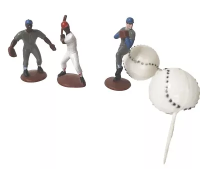 Vintage Plastic Baseball Player Cake/Cupcake Toppers Lot • $5