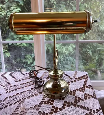 Brass Piano Desk Lamp Bankers Light Vintage Gold Tested WORKING 14.5  • $34.95