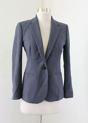 J Crew Petite Single Button Blazer Jacket In Bonded Crepe Sz 2P Slate Blue Gray • $49.99