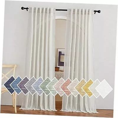  Linen Curtains For Windows 84 Inch Length Rod Pocket & Back W52 X L84 Natural • $36.97