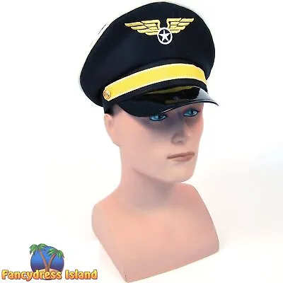 £9.29 • Buy Forum Black Airline Pilot Captain Cap Hat Adults Fancy Dress