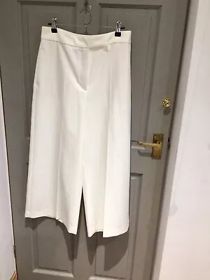 Zara Cropped Wide Leg Trousers Cream M  New • £15