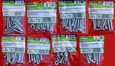 M4 & M5 & M6 Zinc Machine Pan Head Screws / Bolts Slotted With Full Nuts  • £3.19