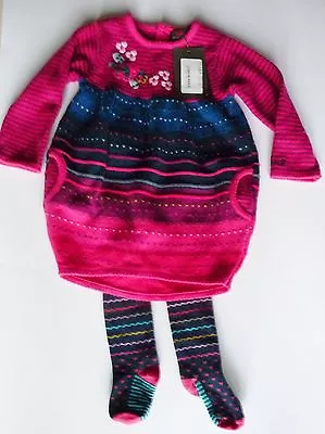 Catimini NWT Infant Colorful Sweater Dress & Tights Size 12 Months Retail $160. • $76.49