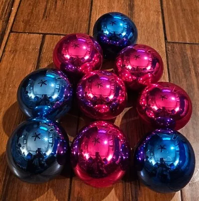 Christmas Tree Glass Ornaments Made In Poland Vintage 4 Blue 5 Pink 2.5  Tall • $28.99