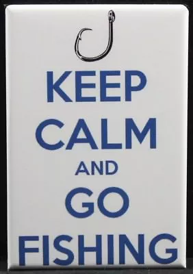 Keep Calm And Go Fishing Fridge / Locker Magnet. Fish Hook • £6.17