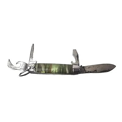 Vintage Hammer Brand Pocket Scout Camp Knife Green Striped Cicra 1945-1955 🇺🇲 • $14.99