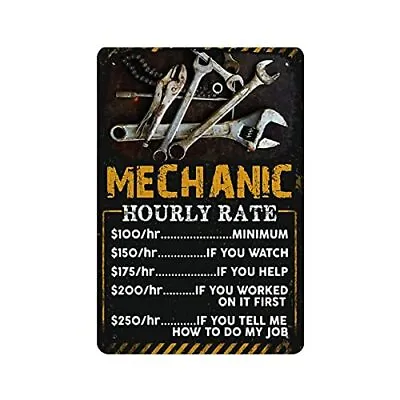 Vintage Wall Decor Retro Vintage Metal Sign Mechanic Hourly Rate Reproduction Me • $12.89