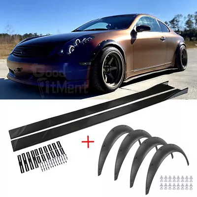 For Infiniti G35 G37 Coupe Fender Flares Extra Wide Wheel Arches + Side Skirts • $131.35