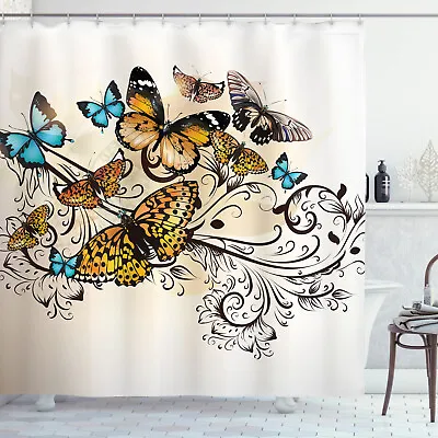 Monarch Butterflies Spring Decor Polyester Fabric Shower Curtain With Hooks • $31.99