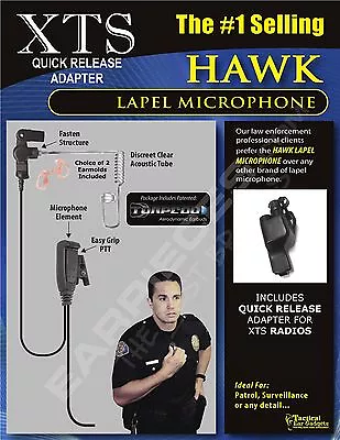 Quick Release Earpiece Hawk Lapel Mic For Motorola XTS3000 ASTRO XTS3500 XTS5000 • $86.80