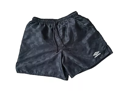 Vintage 90s Umbro Shorts Soccer Black Checkered Size Large Made In USA • $30