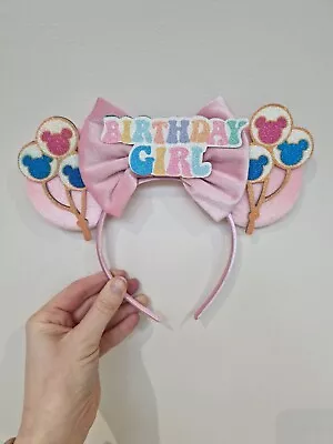 Disney Birthday Girl Ears Headband - Minnie Mickey Mouse  - Balloons - Pink • £10.50