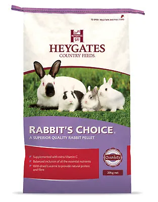 £21.99 • Buy Heygates Rabbit's Choice Pellets 20kg Food For Rabbits, Guinea Pigs  