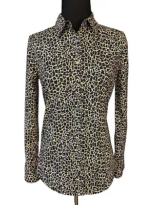 J. Crew The Perfect Shirt Slim Fit Leopard Animal Print Sz 0 XS Button Up Blouse • $14