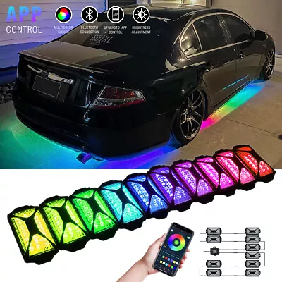 10x RGB IC Underglow Rock Light APP Remote For Ford Falcon Focus Fiesta Mustang • $71.78