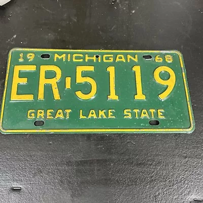 1968 Michigan Green License Plate Vintage Retro Great Lake State Mancave  • $12