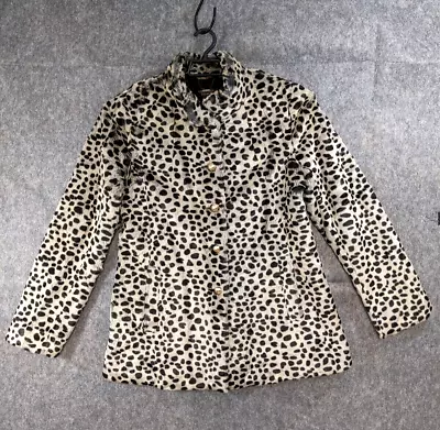 Victorias Secret Faux Fur Jacket Womens Large Brown Black Cheetah Button-Up • $64.89