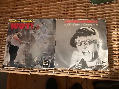Captain Sensible X2 Glad Its All Over + WOT! 7 In Singles • £4.50